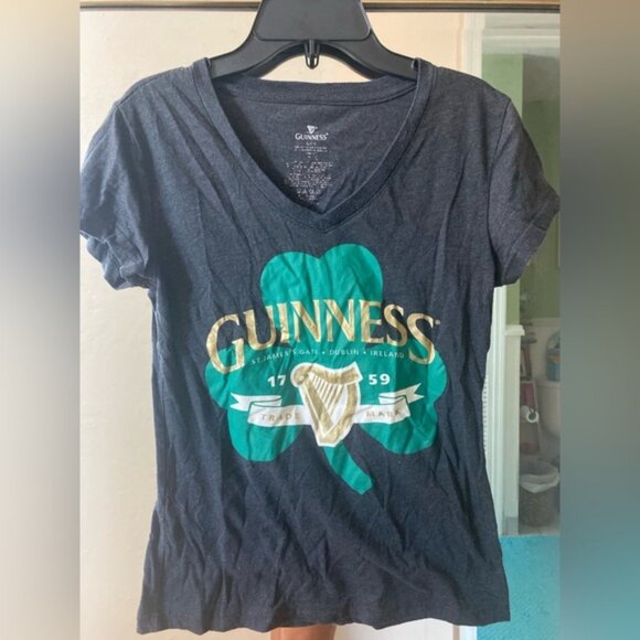 Used Guinness Black V-Neck Tee - Picture 1 of 5